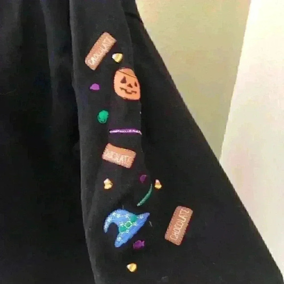 Allyson Whitmore Black Cotton Halloween Crop Top Women 1X - Picture 3 of 5